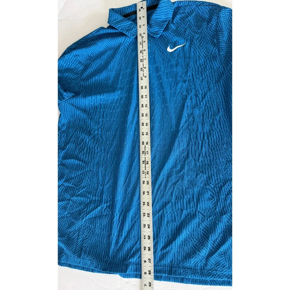 Nike Mens Dri-FIT ADV Tour Golf Polo Blue Geometric Knit FD5732-435 Large